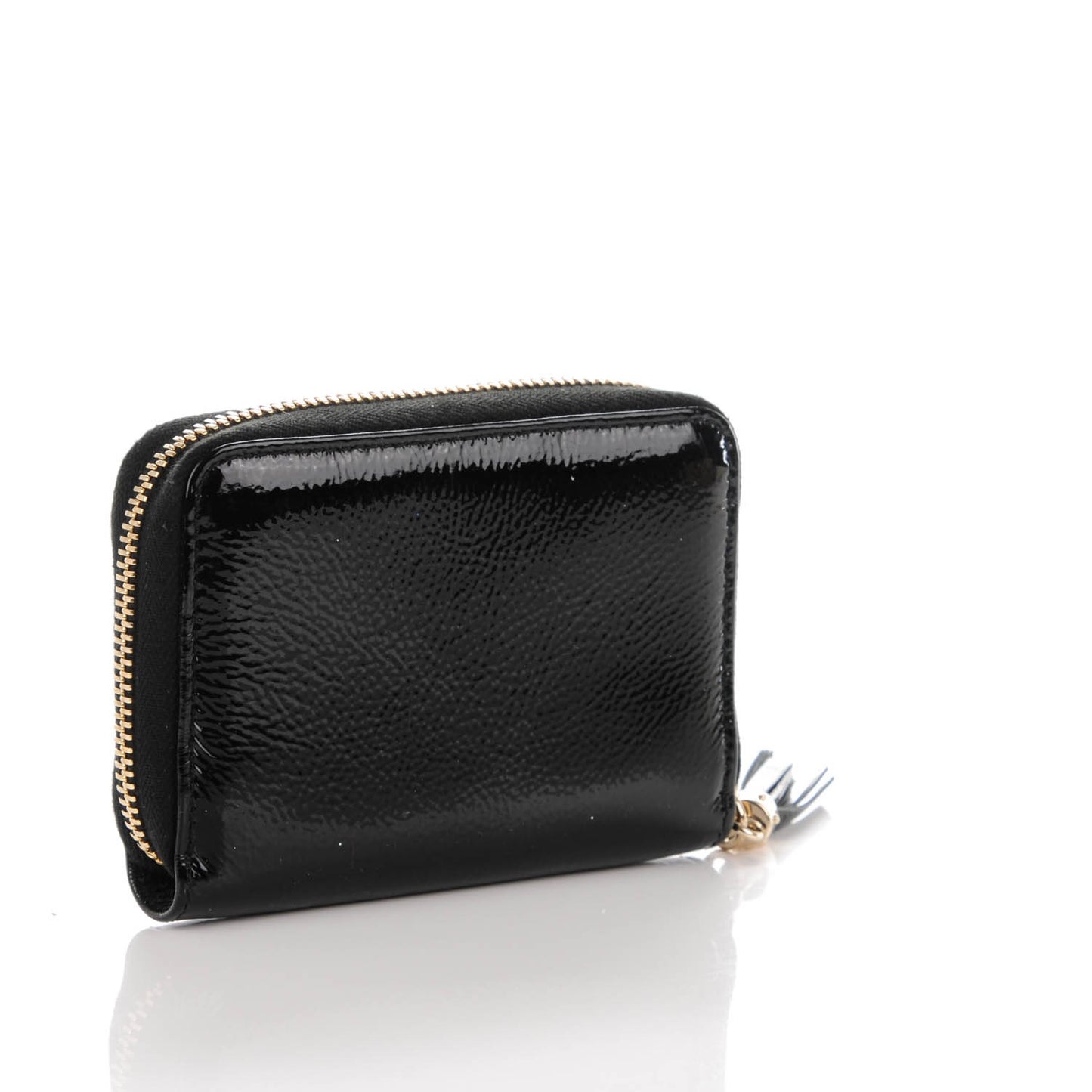 Patent Soho Compact Disco Zip Around Wallet Black