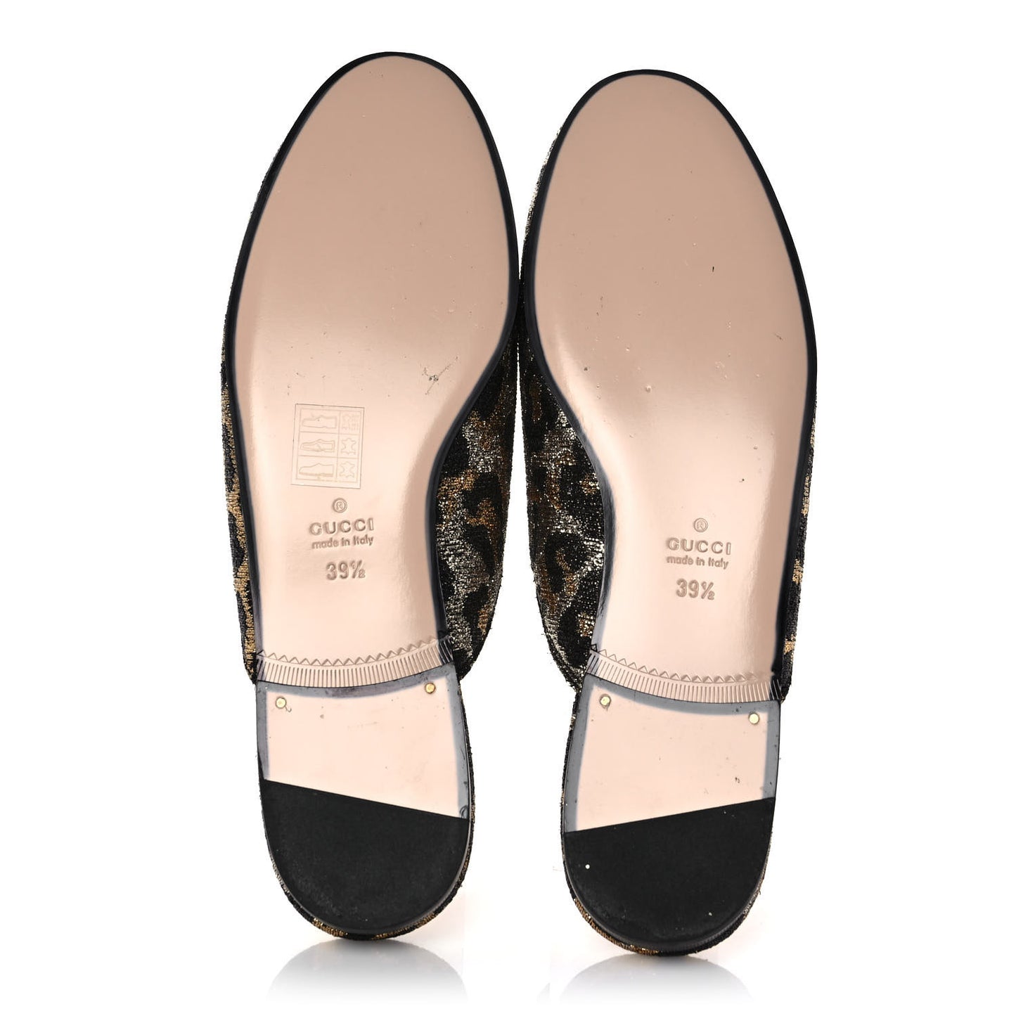 Lurex Jacquard Leopard Embroidered Womens Princetown Slippers 39.5 Black Gold