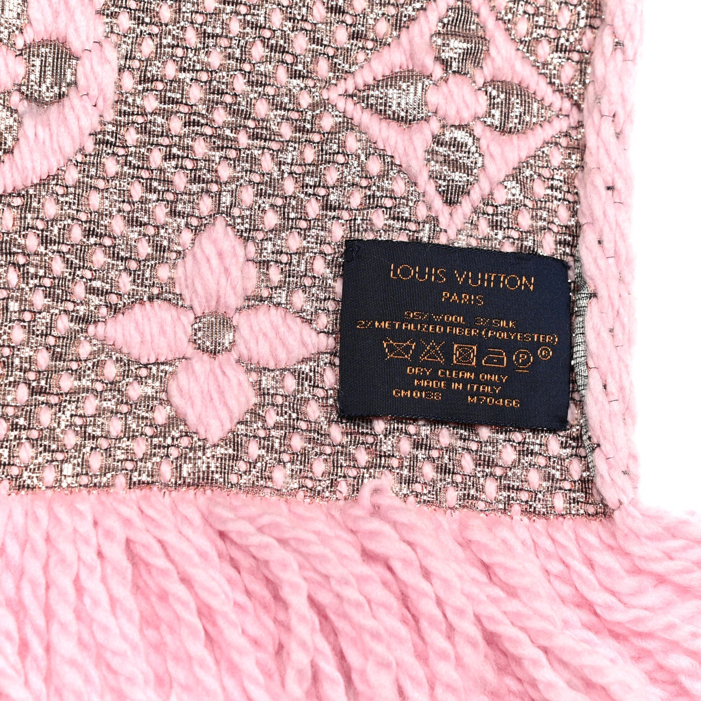 Wool Silk Logomania Shine Scarf Pink