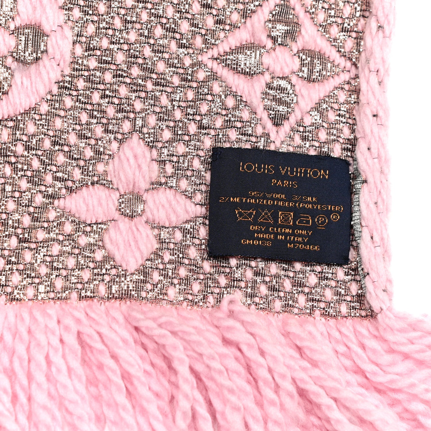 Louis Vuitton Wool Silk Logomania Shine Scarf Pink 5 of 5