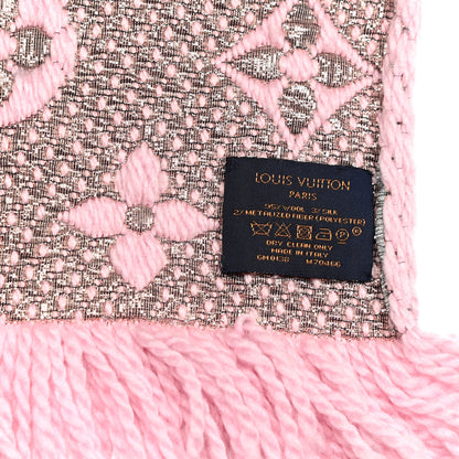 Louis Vuitton Wool Silk Logomania Shine Scarf Pink 5 of 5