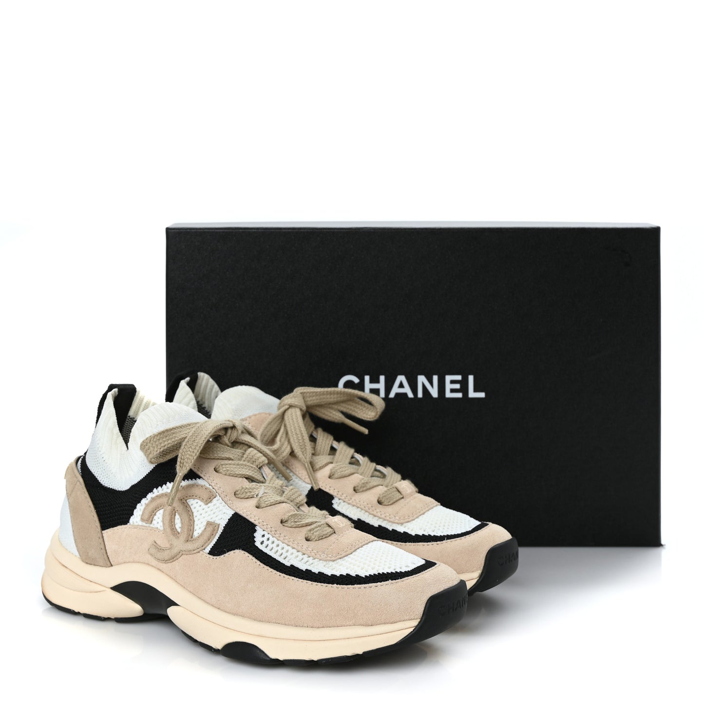 Mesh Suede Fabric Womens CC Sneakers 38 Light Pink White Black