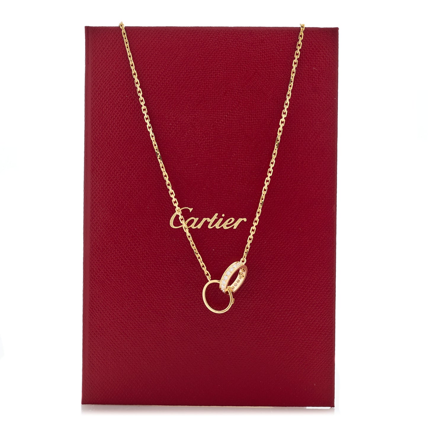 18K Yellow Gold Diamond Interlocking LOVE Necklace