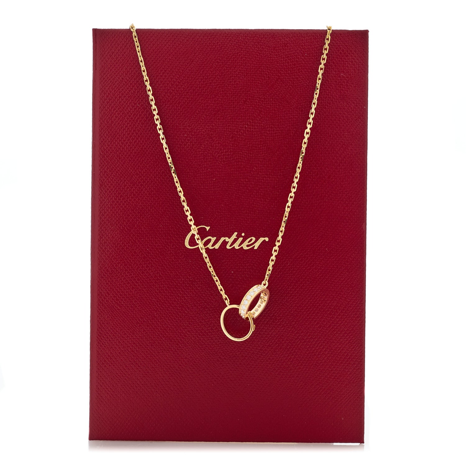 Cartier 18K Yellow Gold Diamond Interlocking LOVE Necklace 8 of 8