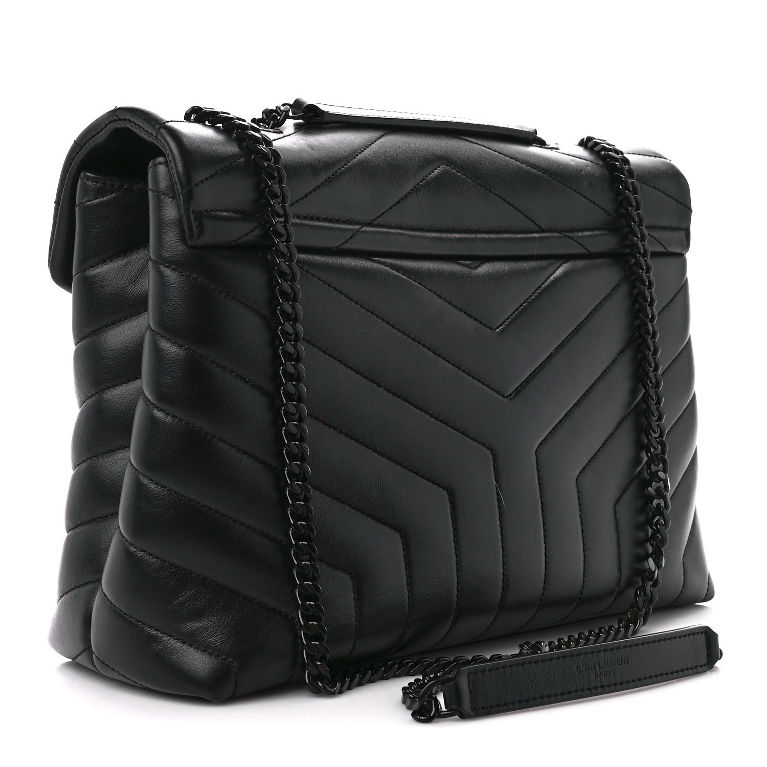 Saint Laurent Calfskin Y Quilted Monogram Monochrome Medium Loulou Chain Satchel Black 3 of 12