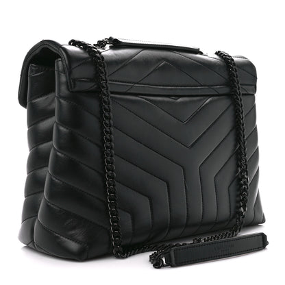 Saint Laurent Calfskin Y Quilted Monogram Monochrome Medium Loulou Chain Satchel Black 3 of 12