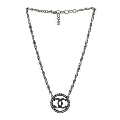Chanel Ruthenium Pearl CC Round Pendant Necklace 2 of 3