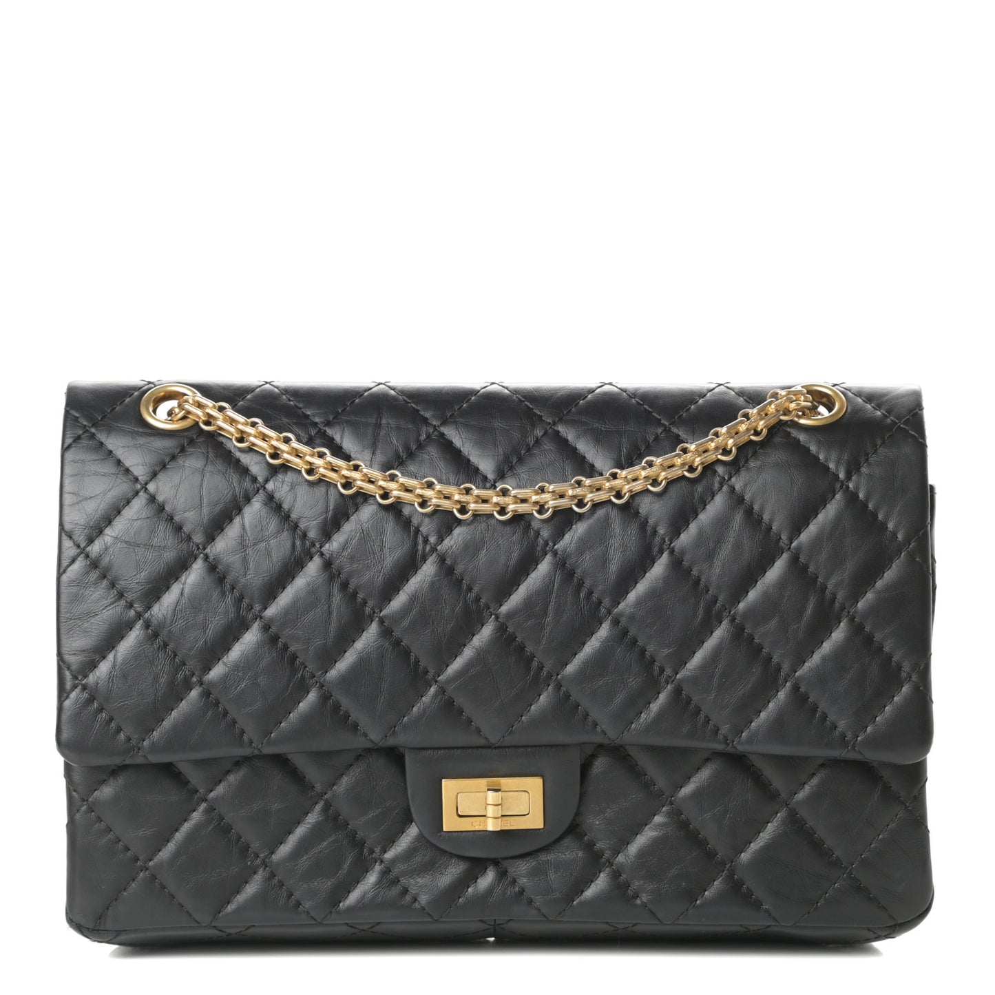 Aged Calfskin Quilted 2.55 Reissue 226 Flap Black