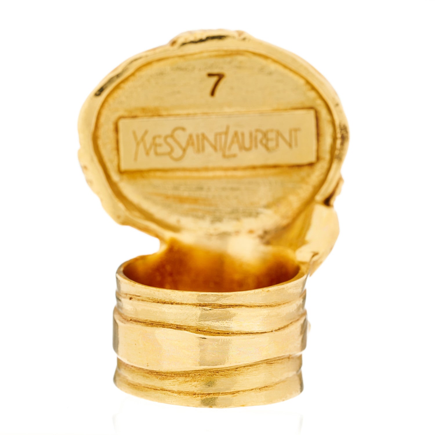 Saint Laurent Glass Cabochon Arty Ovale Ring 7 Gold Yellow 4 of 7