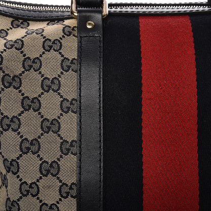 Gucci Monogram Selleria Calfskin Vintage Web Medium Boston Beige Blue 11 of 23