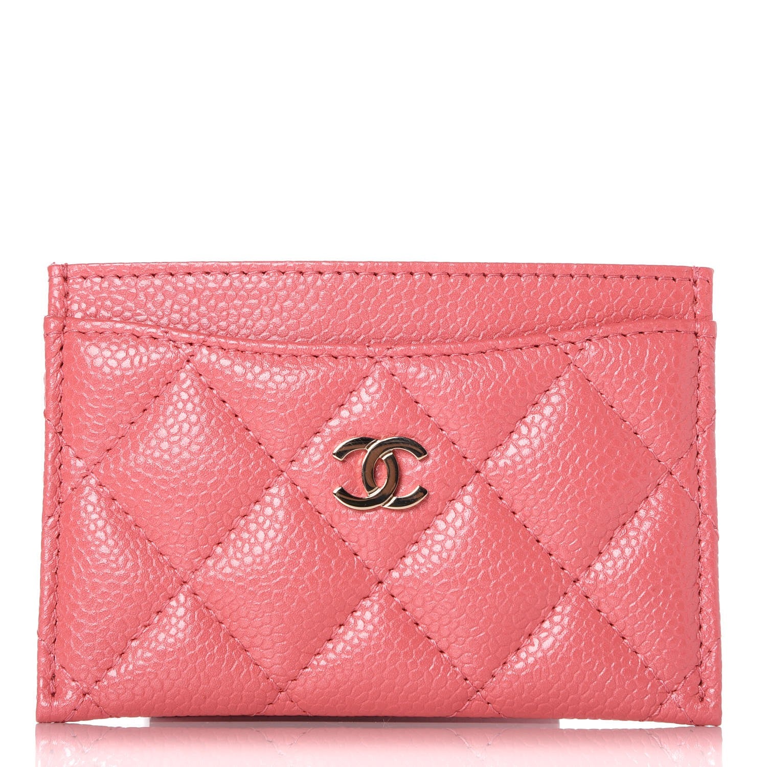 Chanel Caviar Quilted Card Holder Pink 1 of 9