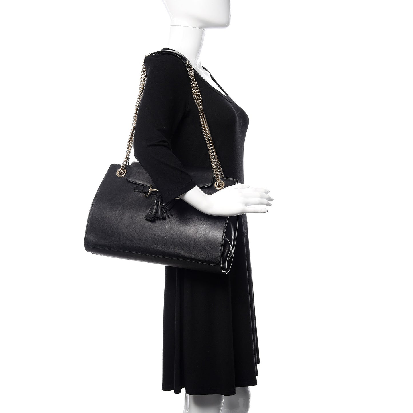 Saddle Soft Lux Large Emily Chain Shoulder Bag Black