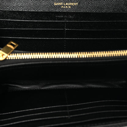 Saint Laurent Grain De Poudre Matelasse Chevron Monogram Flap Wallet Black 5 of 7