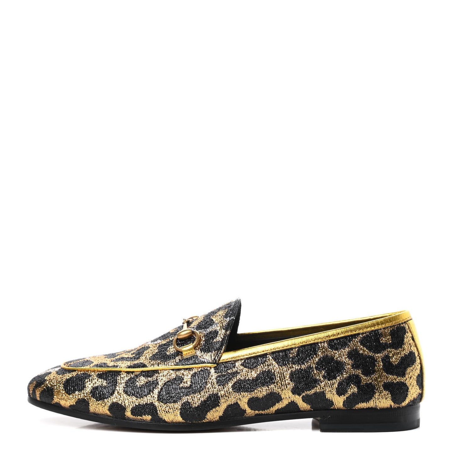 Jacquard Leopard Print Horsebit Womens Jordaan Loafers 39 Gold