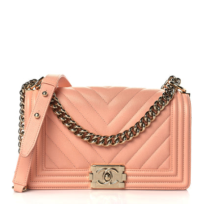 Chanel Caviar Chevron Quilted Medium Boy Flap Light Orange 1 of 10