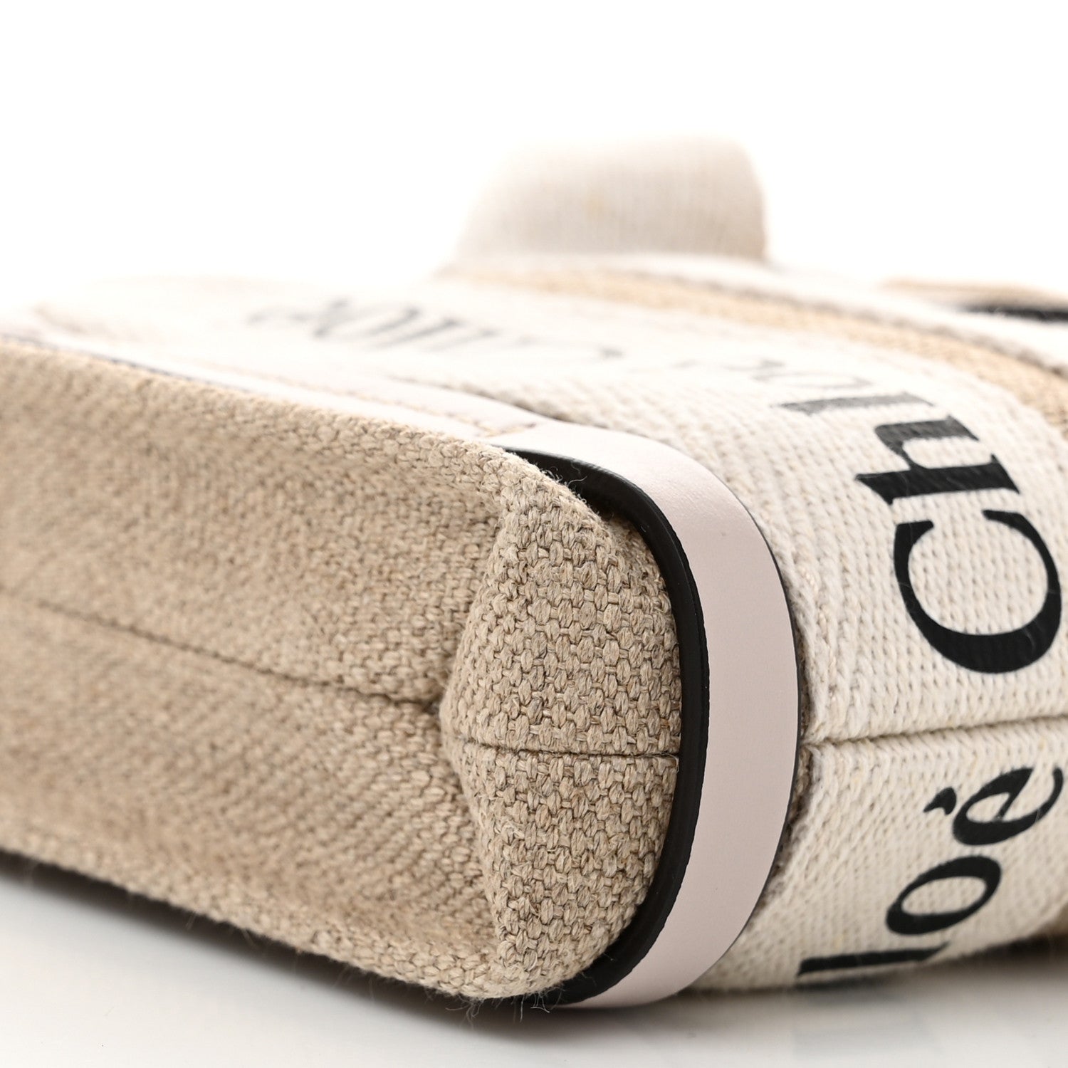 Chloe Cotton Calfskin Nano Woody Ribbon Tote White Pink 9 of 10