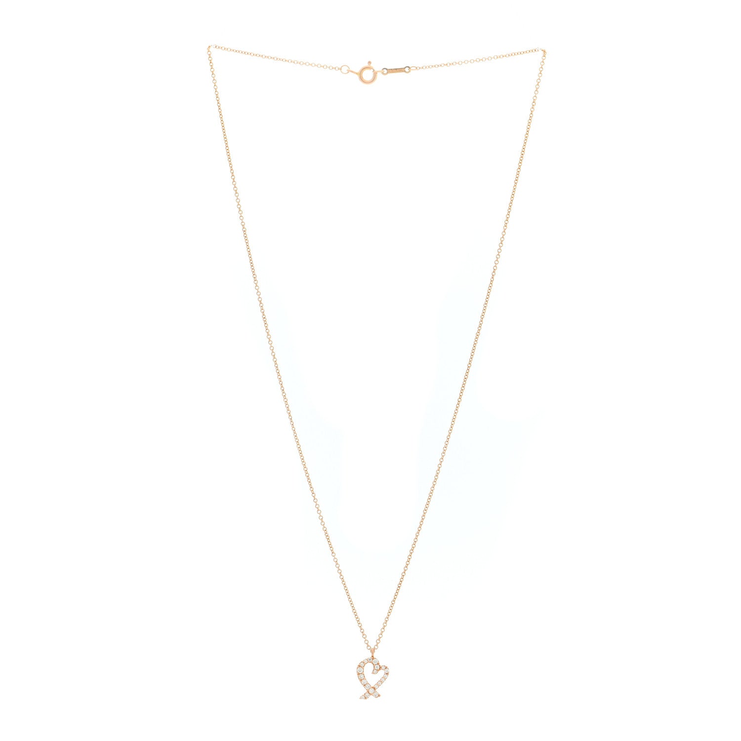 Tiffany 18K Rose Gold Diamond Mini Paloma Picasso Loving Heart Pendant Necklace 3 of 5