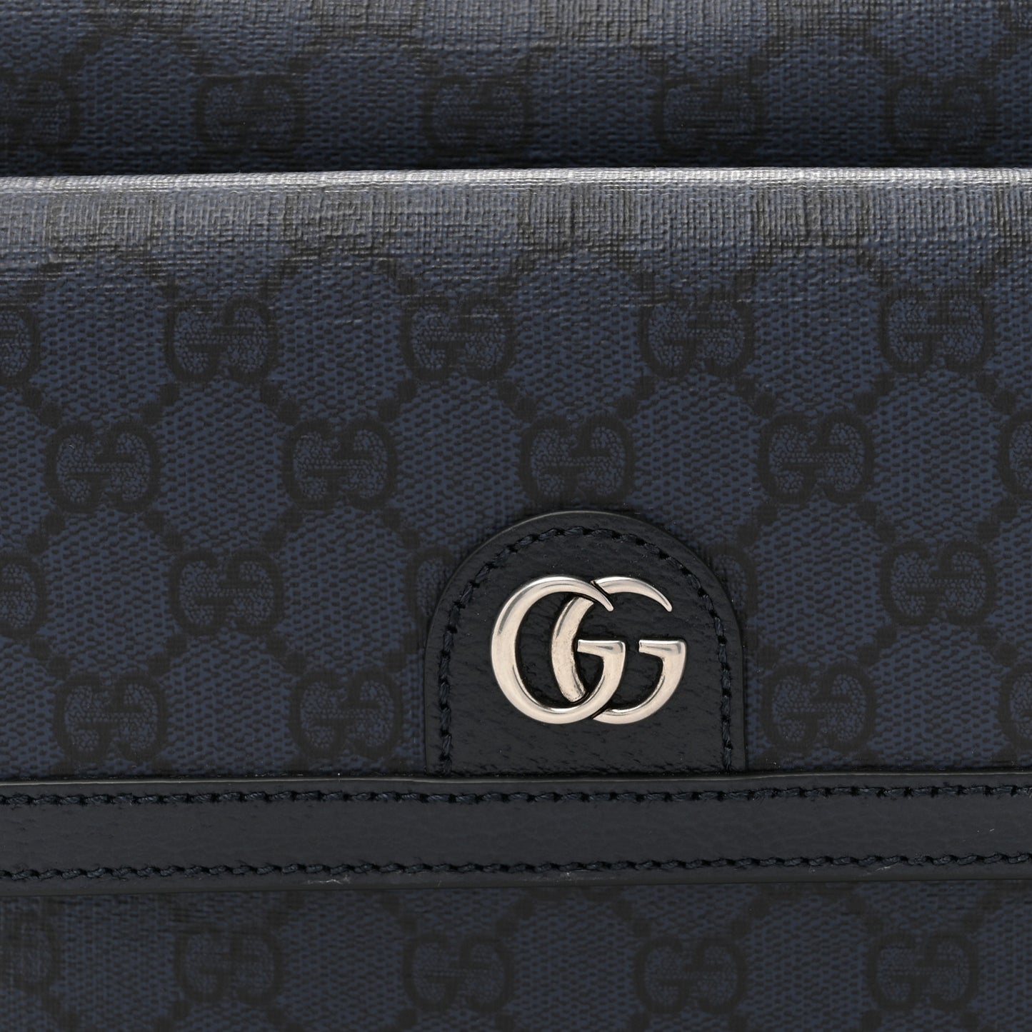 Tender GG Supreme Monogram Textured Dollar Calfskin Ophidia Small Crossbody Bag Dark Blue