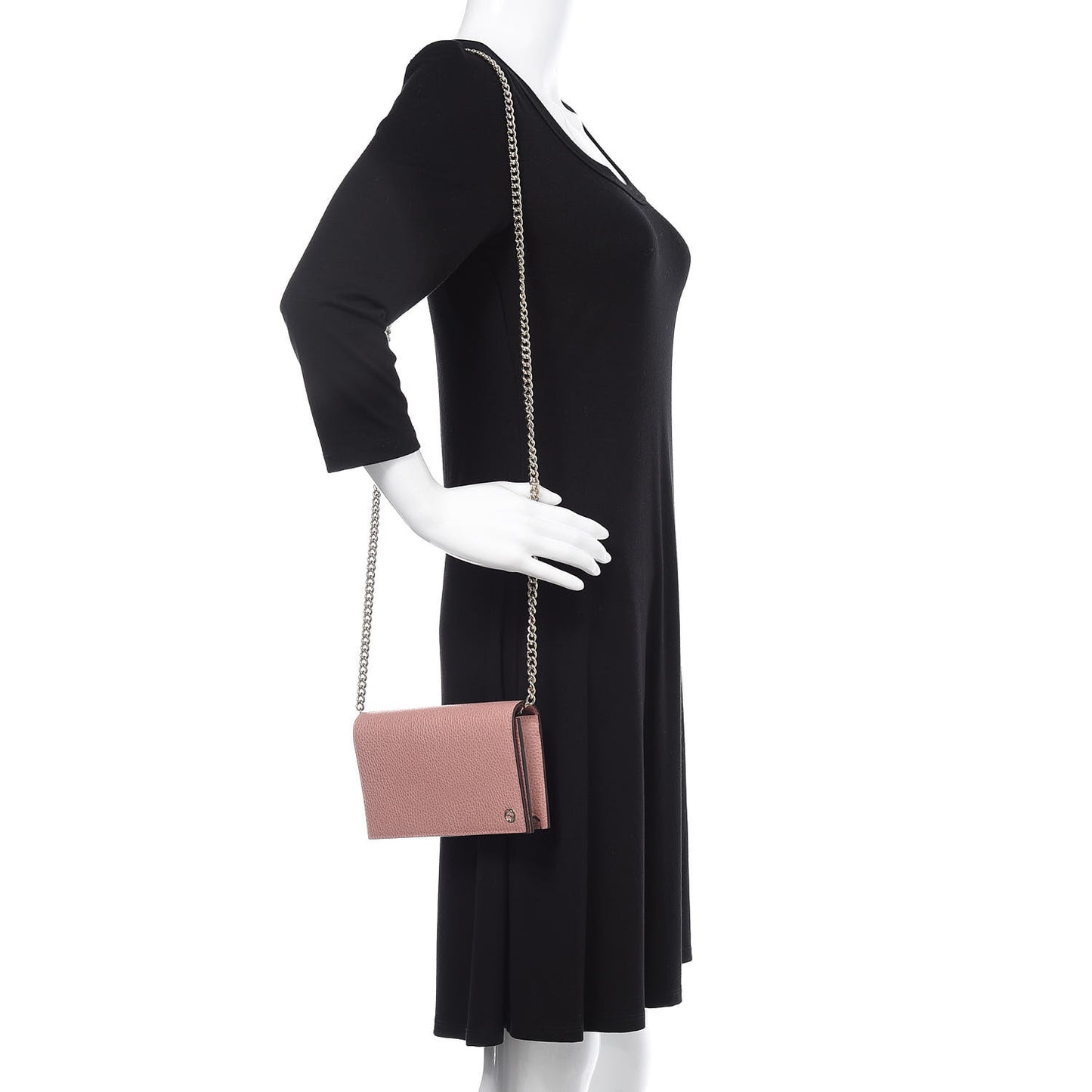 Dollar Calfskin Medium Betty Chain Wallet Soft Pink