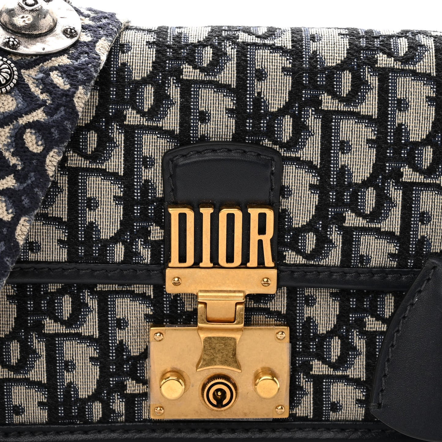 Oblique Small DiorAddict Flap Bag Navy Blue
