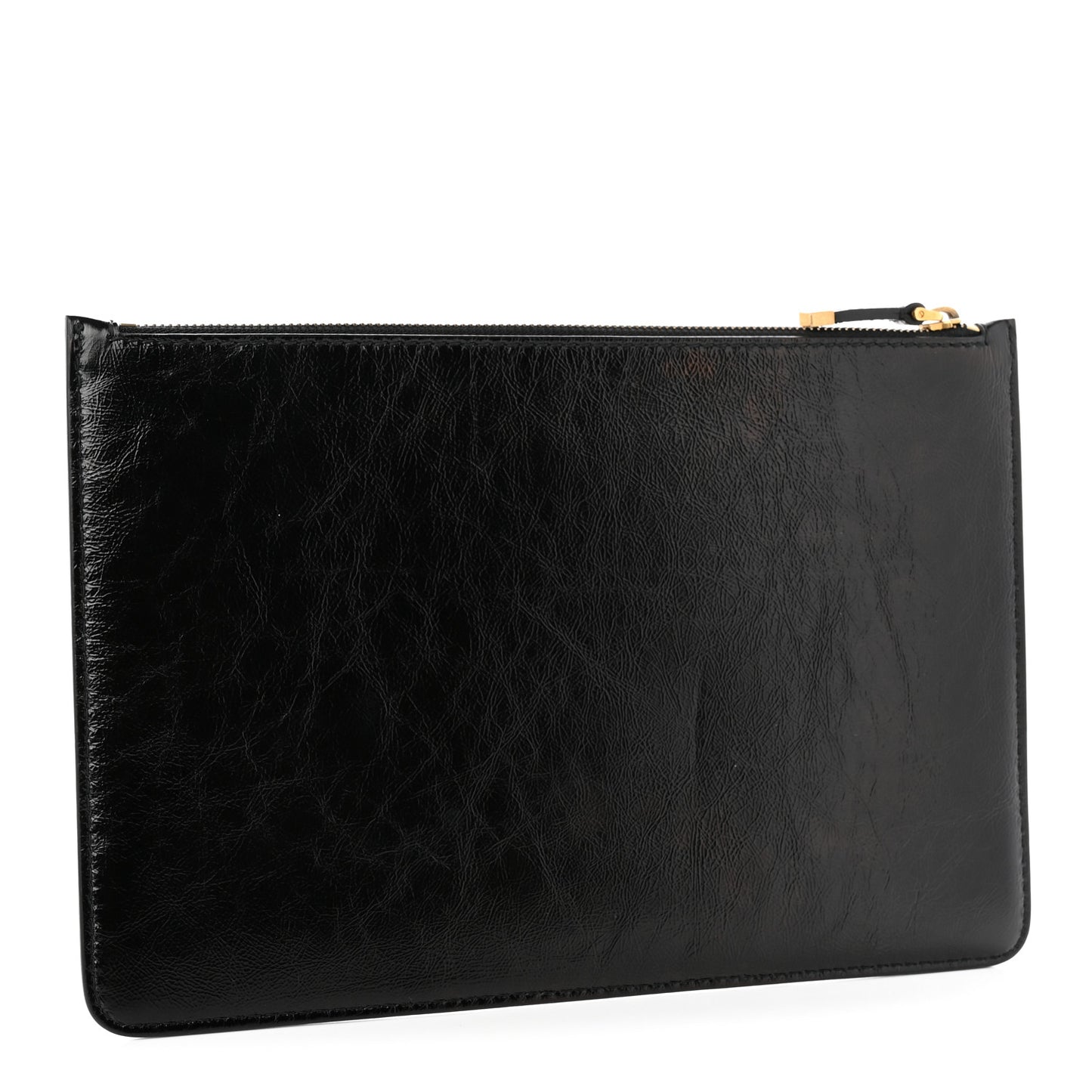 Crinkled Calfskin J'Adior Flat Clutch Black