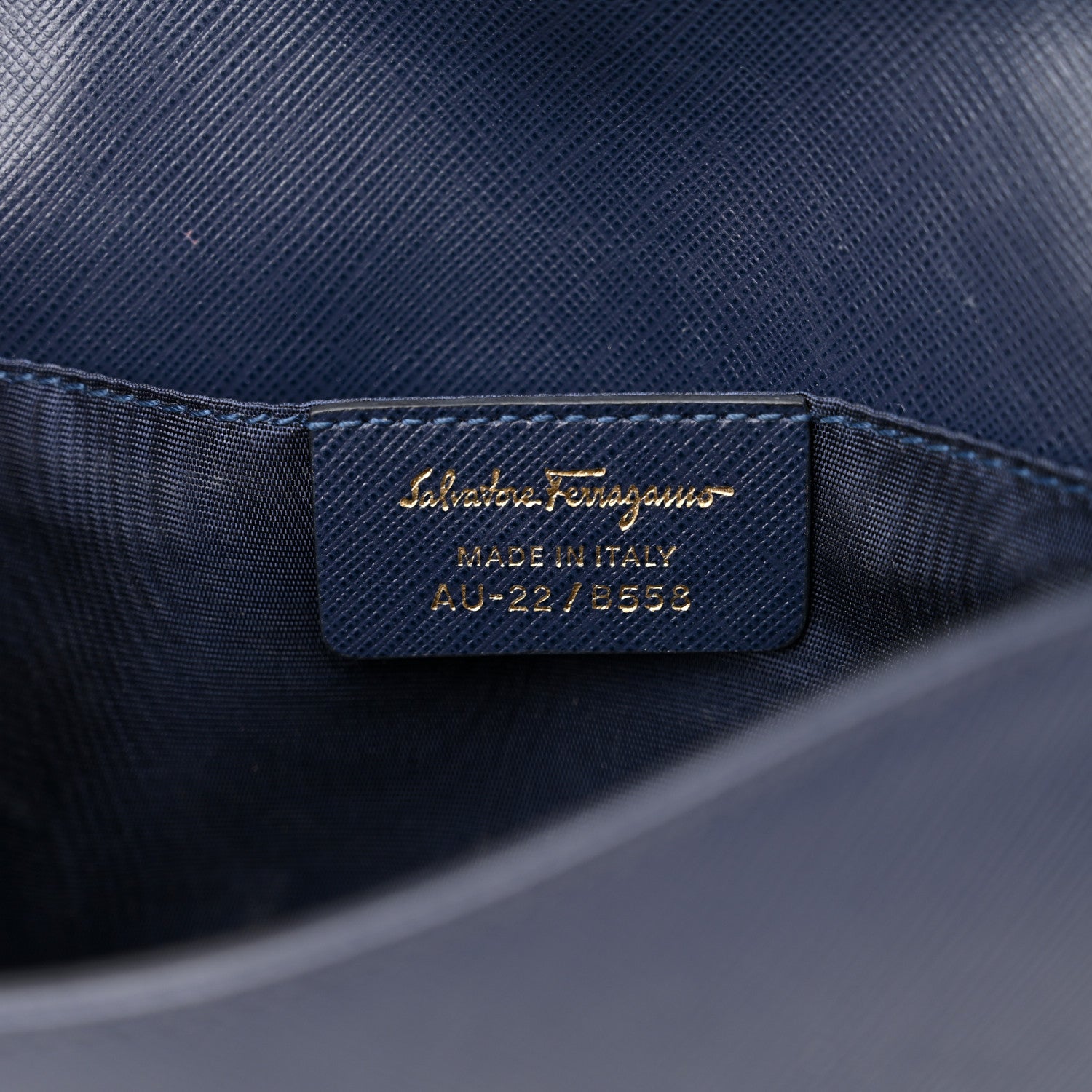 Salvatore Ferragamo Printed Calfskin Vara Bow Chain Flap Crossbody Navy 6 of 11