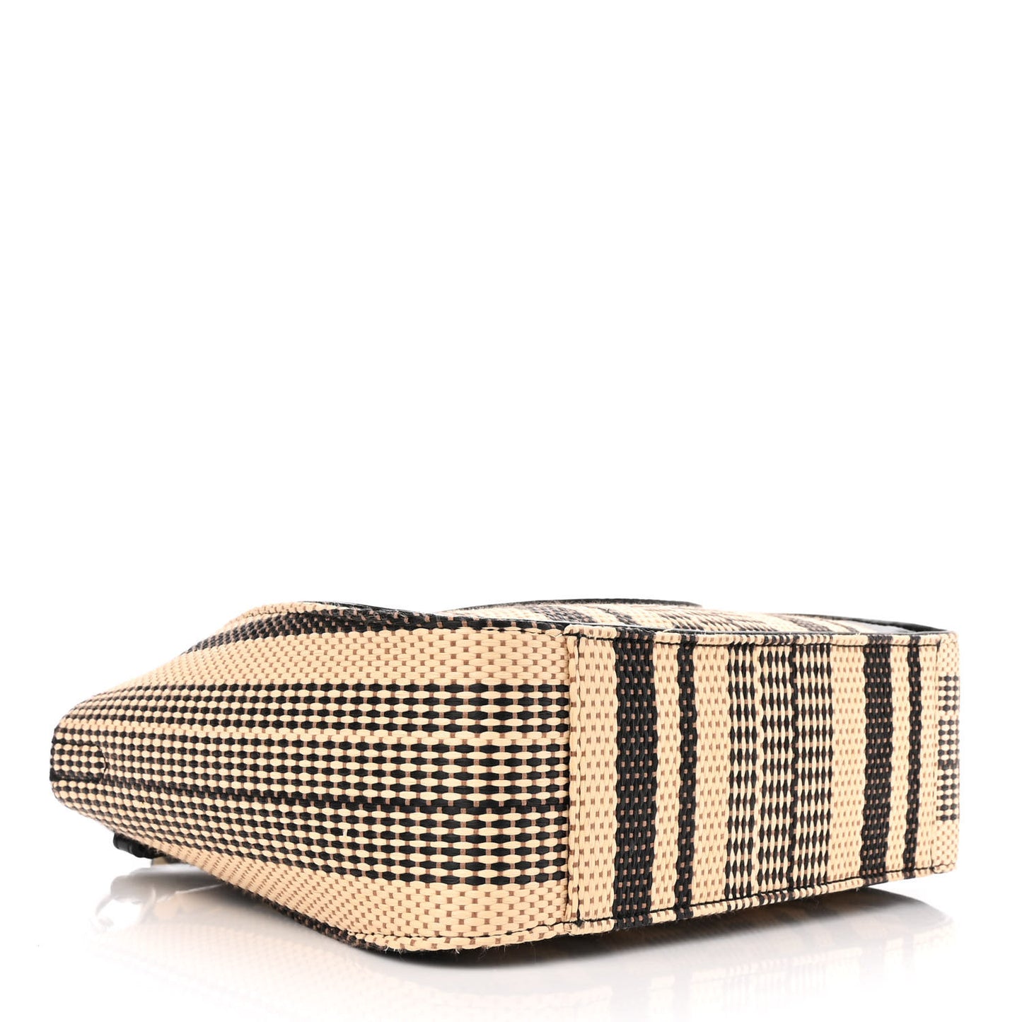 Raffia Striped Perforated Logo Mini Crossbody Black