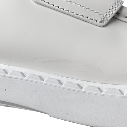 Prada Spazzolato Metal Triangle Logo 50mm Loafers 38.5 White 10 of 11