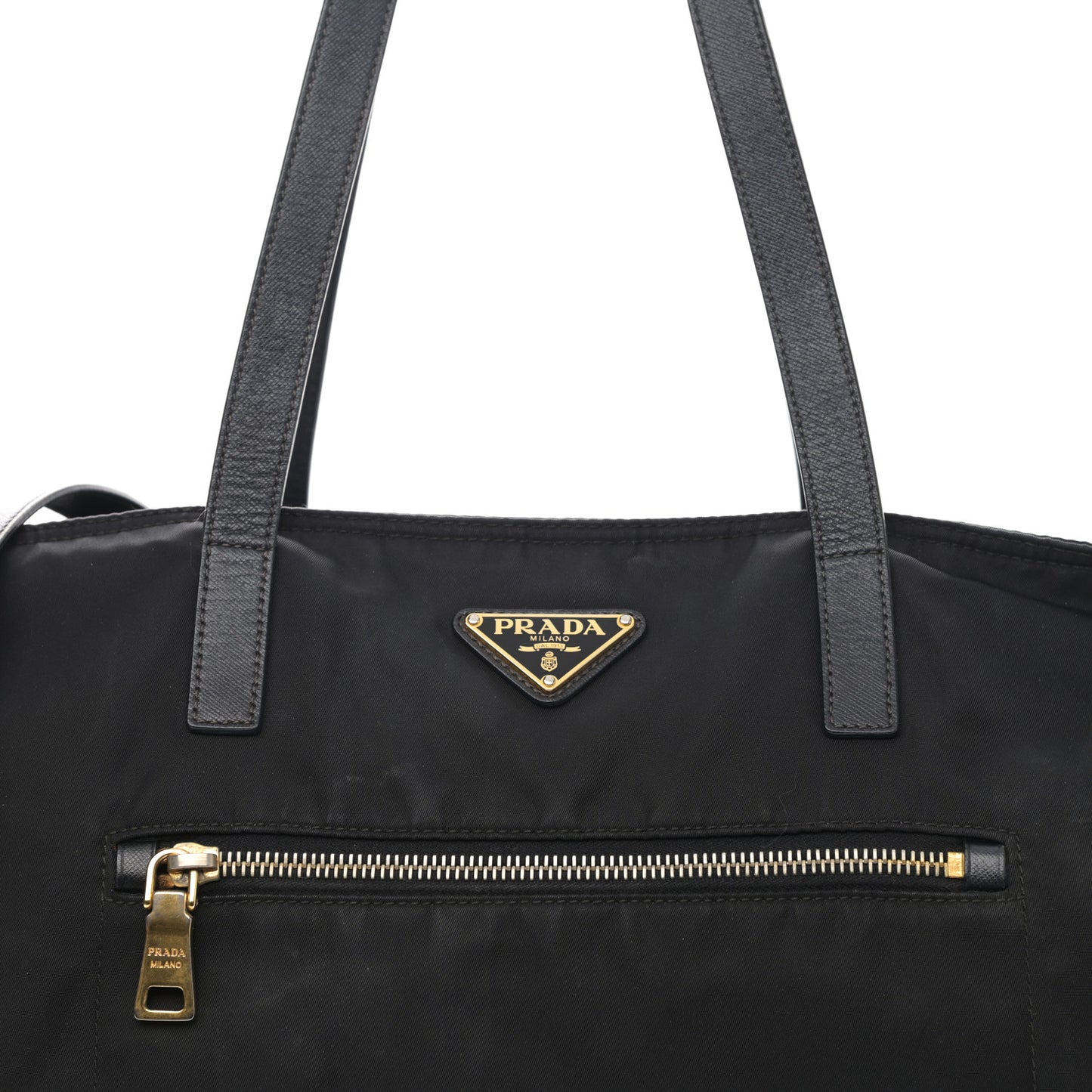 Tessuto Nylon Saffiano Shopping Tote Black