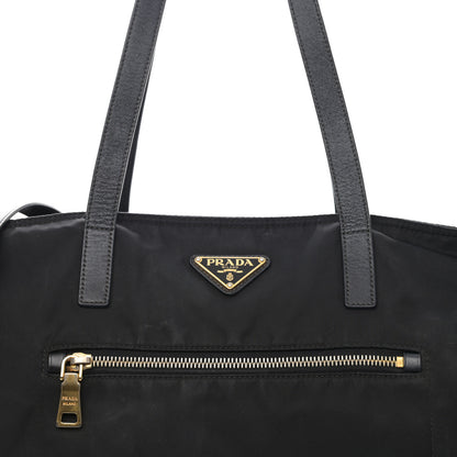 Prada Tessuto Nylon Saffiano Shopping Tote Black 8 of 12