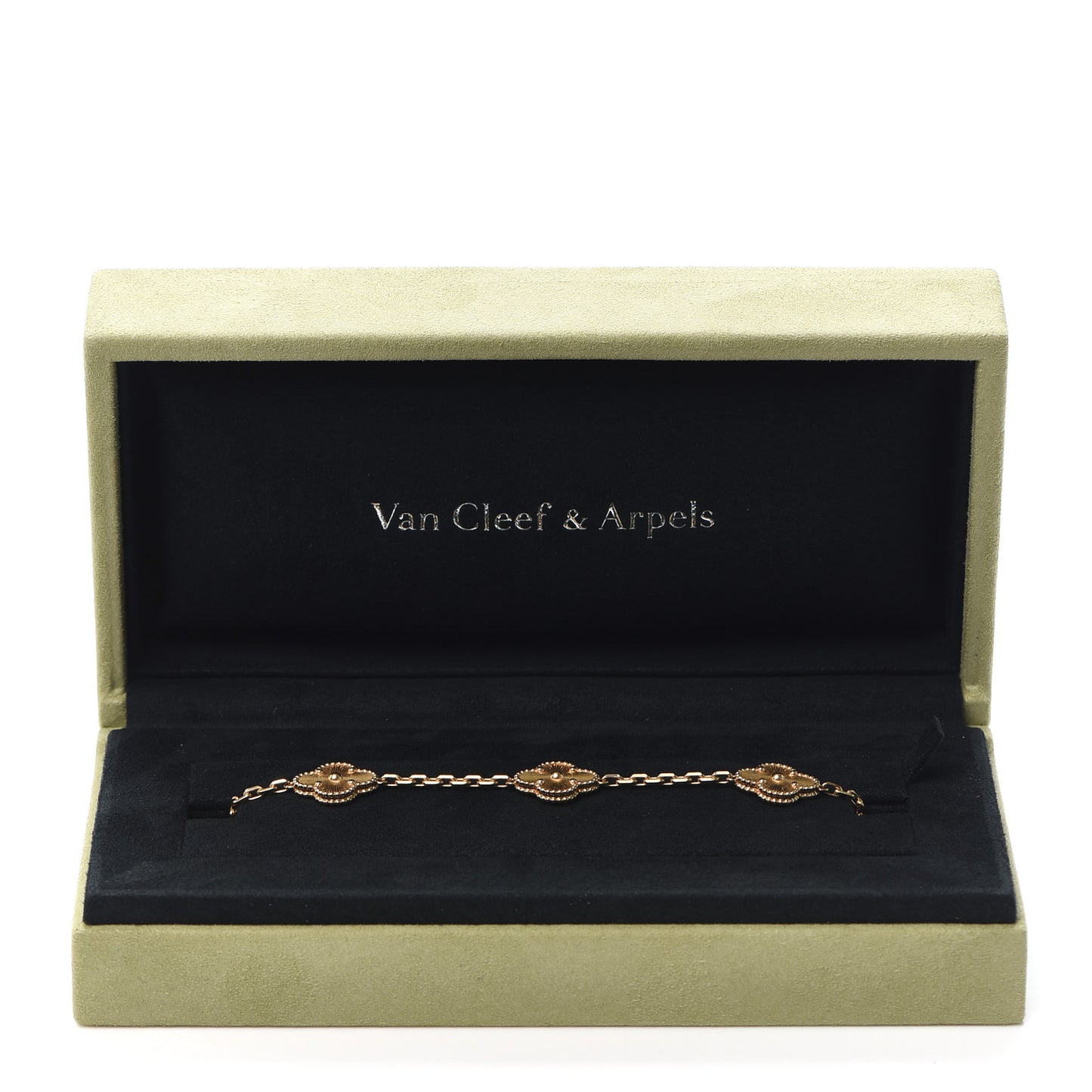 18K Yellow Gold 5 Motifs Guilloche Vintage Alhambra Bracelet