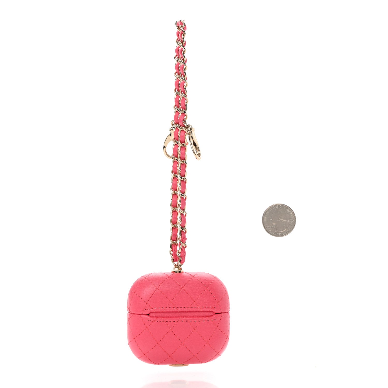Chanel Lambskin Quilted Airpods Pro Case With Chain Pink 2 of 8