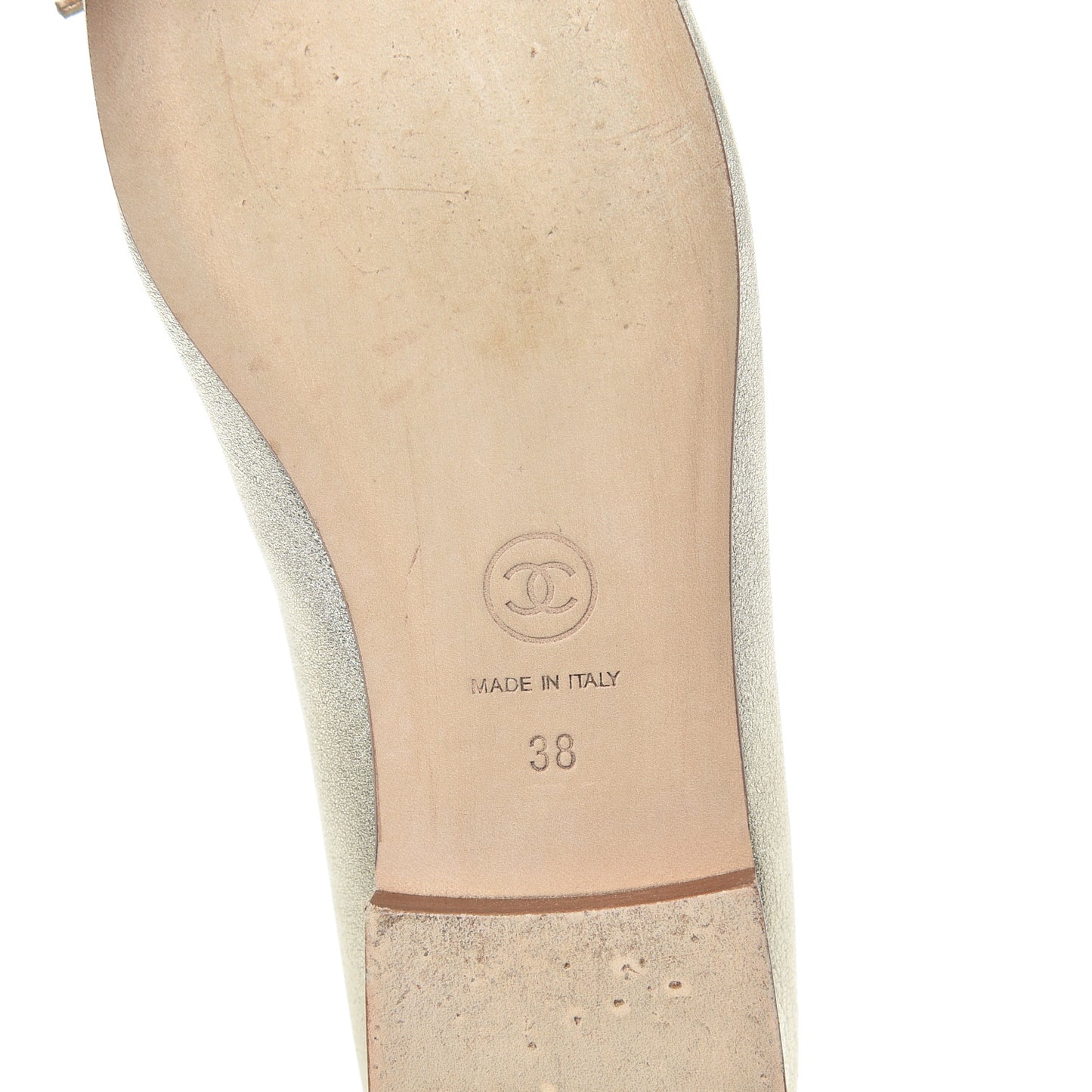 Metallic Goatskin Cap Toe CC Ballerina Flats 38 Gold
