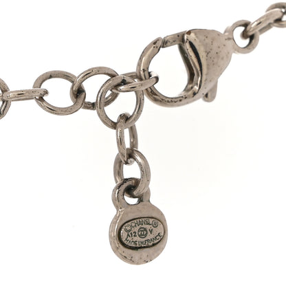 Chanel Crystal CC Drop Pendant Necklace Silver 4 of 4