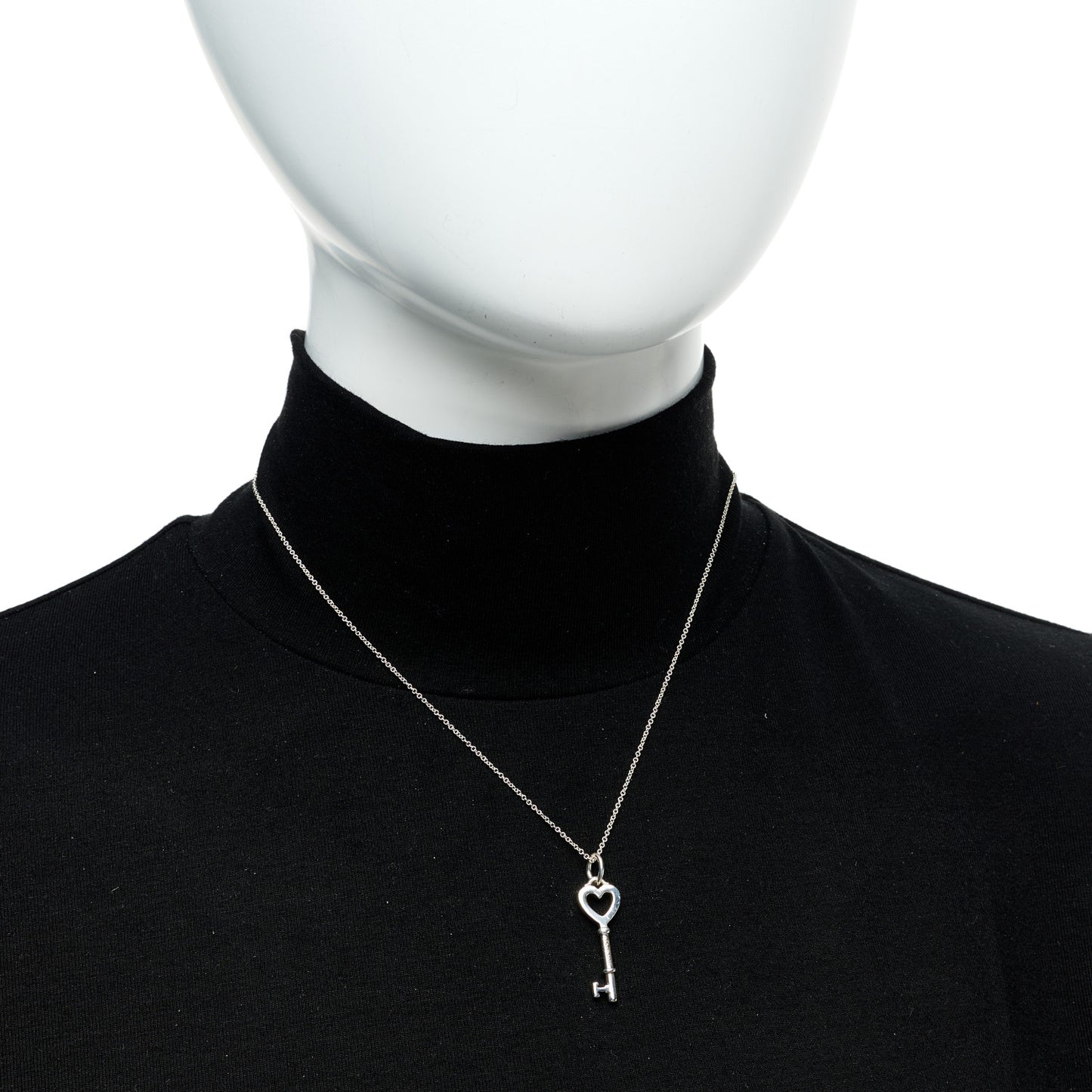Sterling Silver Small Heart Key Pendant Necklace