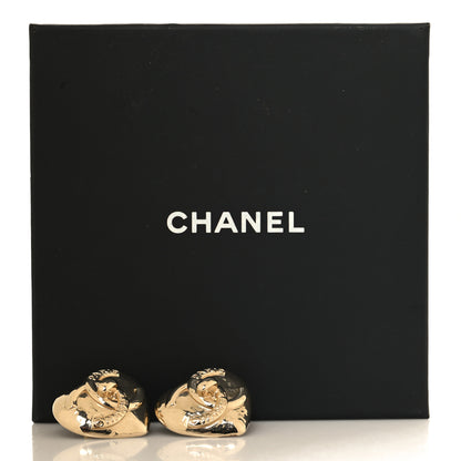 Chanel Metal CC Heart Turnlock Earrings Gold 6 of 6