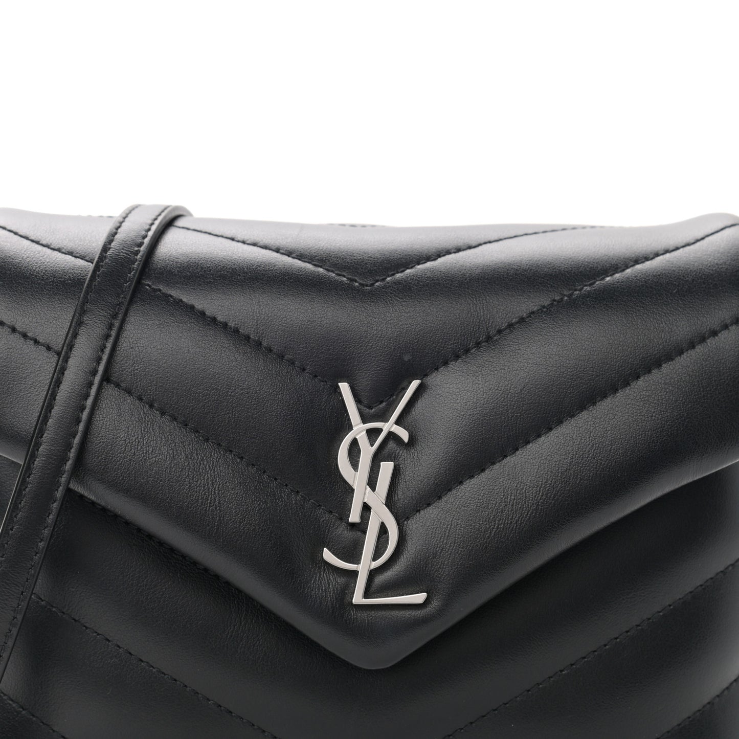 Calfskin Y Quilted Monogram Toy Loulou Crossbody Bag Black