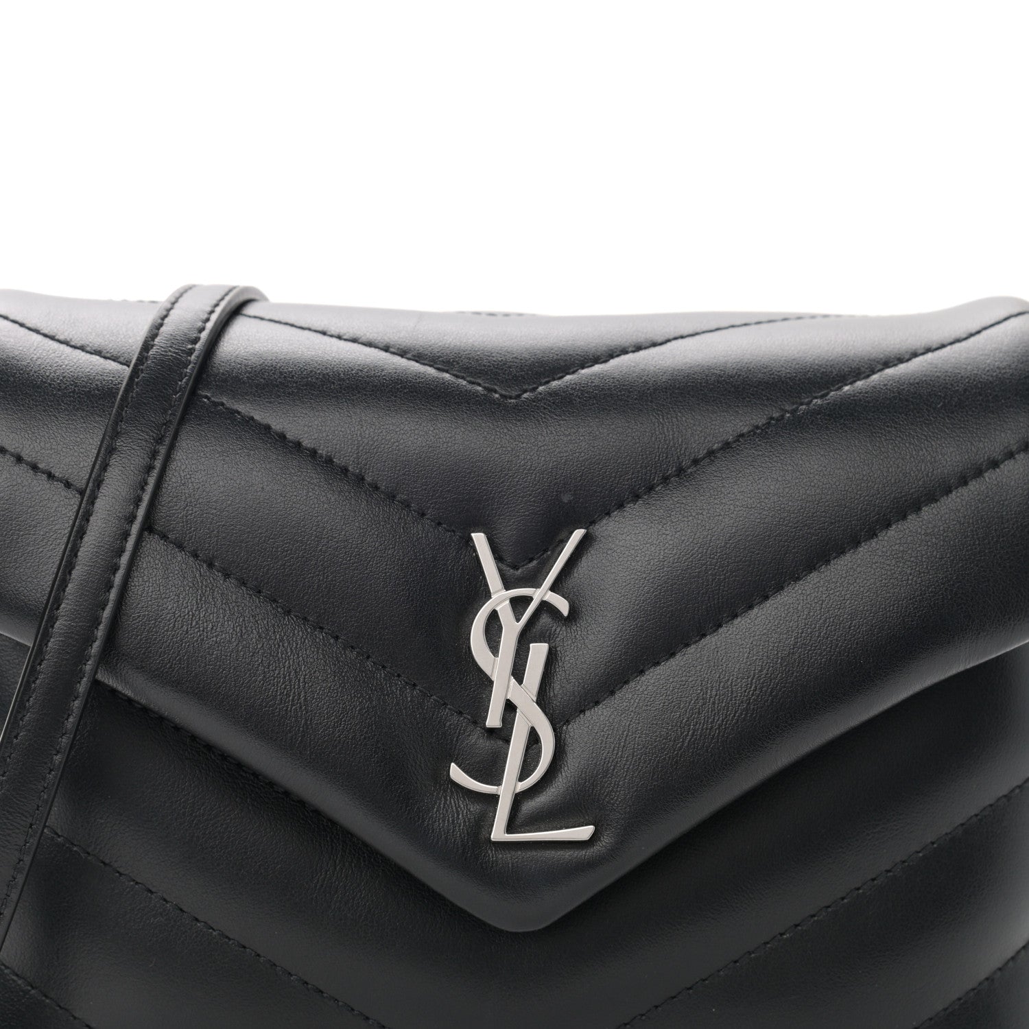 Saint Laurent Calfskin Y Quilted Monogram Toy Loulou Crossbody Bag Black 9 of 12