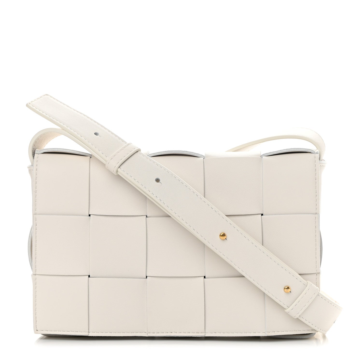 Bottega Veneta Lambskin Maxi Intrecciato Cassette Crossbody Bag White 1 of 10