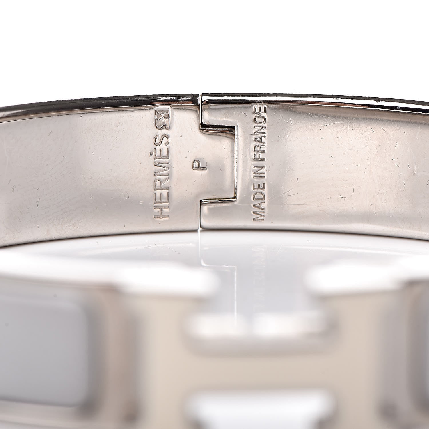 Hermes Enamel Narrow Clic Clac H Bracelet PM Blanc Gris Clair 4 of 6