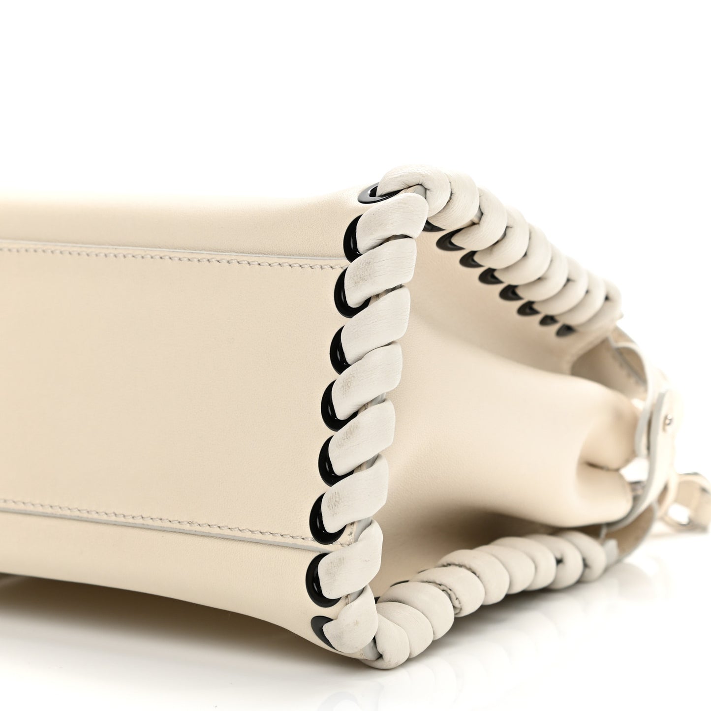 Nappa Lace Up Mini Peekaboo Iconic Satchel Bianco Carta
