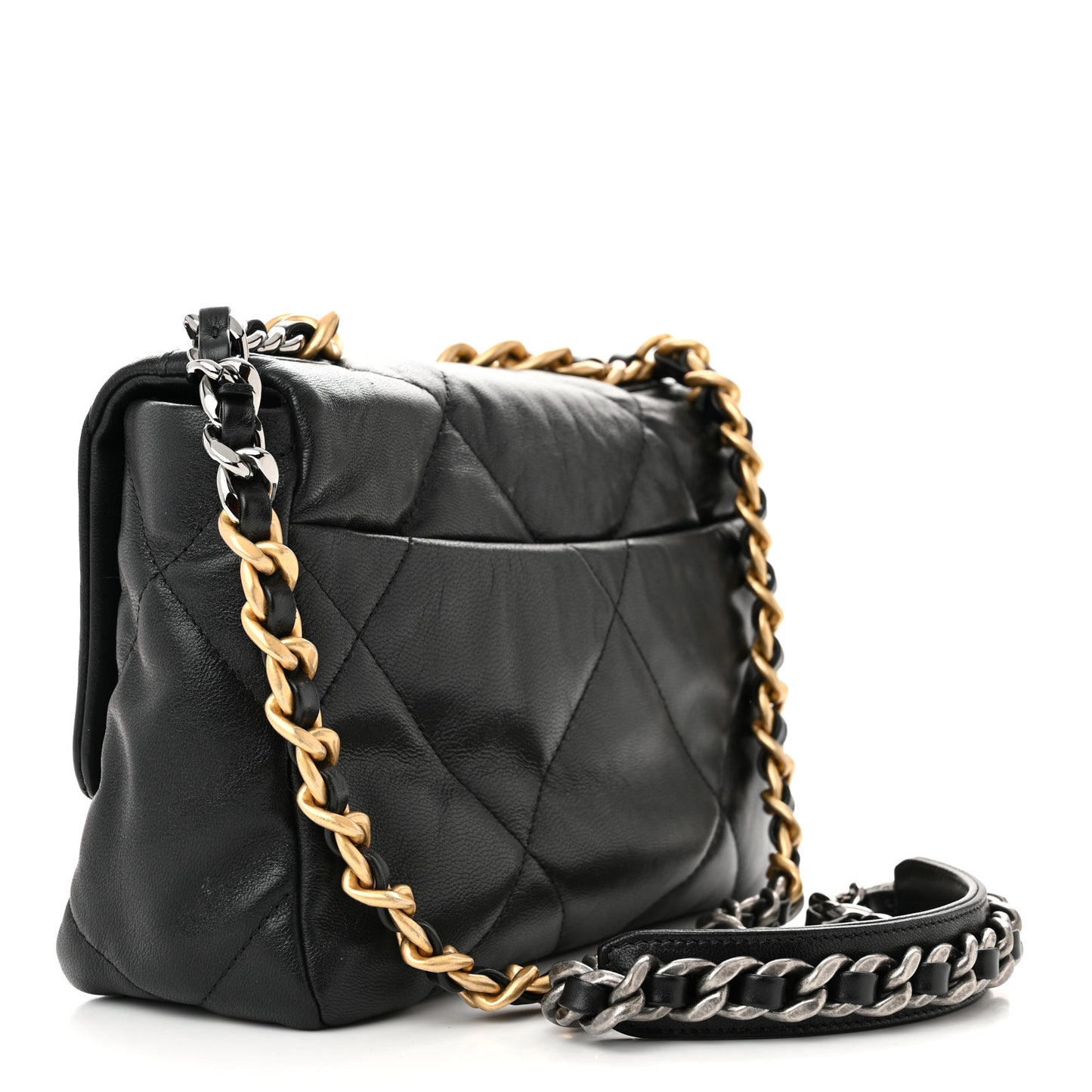 Goatskin Quilted Medium Chanel 19 Flap Black
