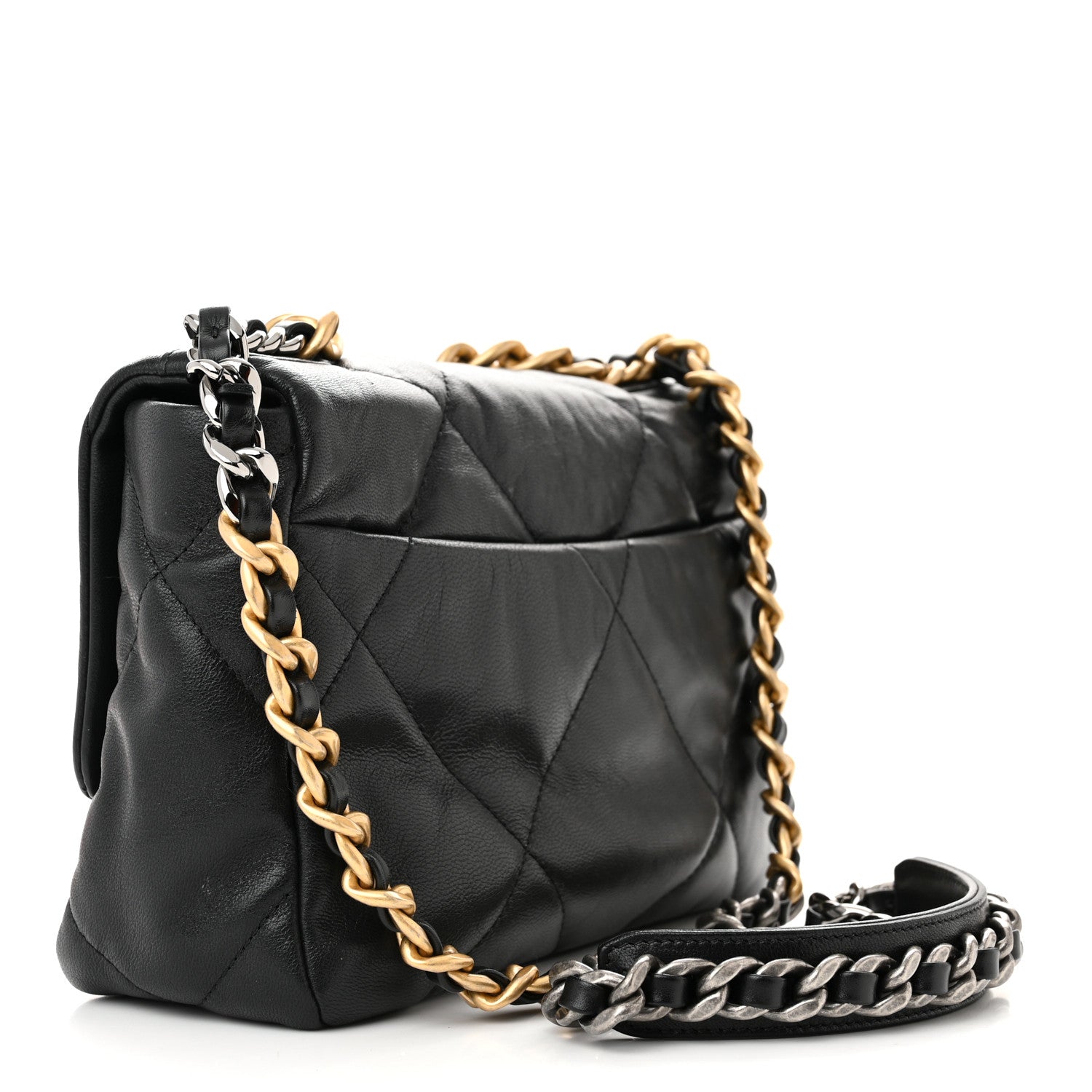 Chanel Goatskin Quilted Medium Chanel 19 Flap Black 3 of 12