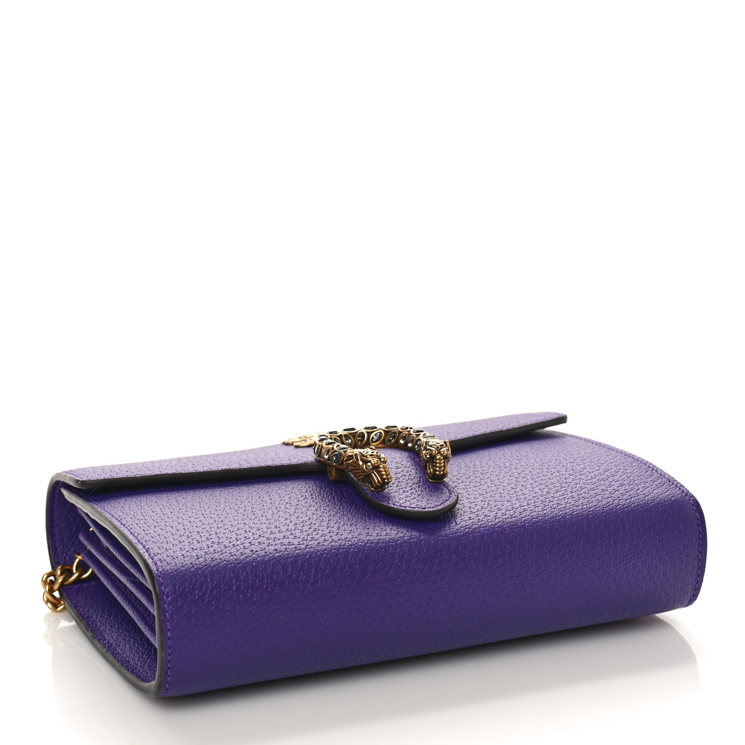 Gucci Dollar Calfskin Crystal Garden Dionysus Chain Wallet Purple 4 of 9