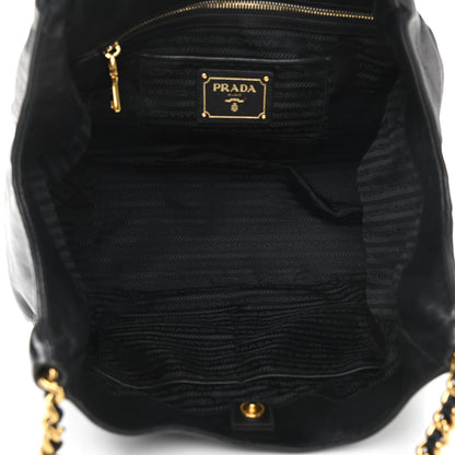 Prada Soft Calf Chain Tote Black 5 of 14