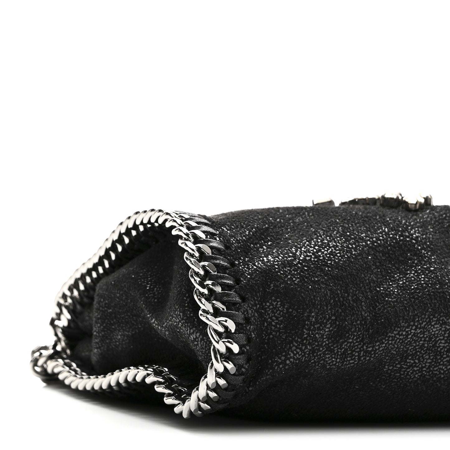 Shaggy Deer Crystal Stones Heart Tiny Falabella Tote Black