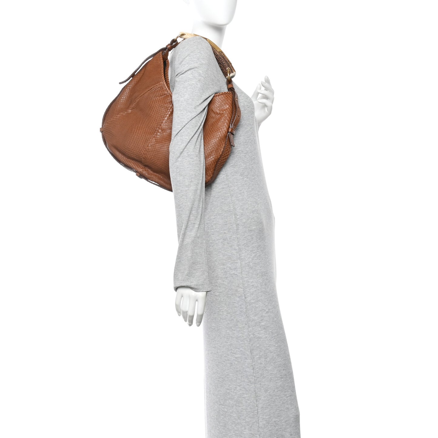 Snakeskin Buffalo Horn Mombasa Hobo Brown