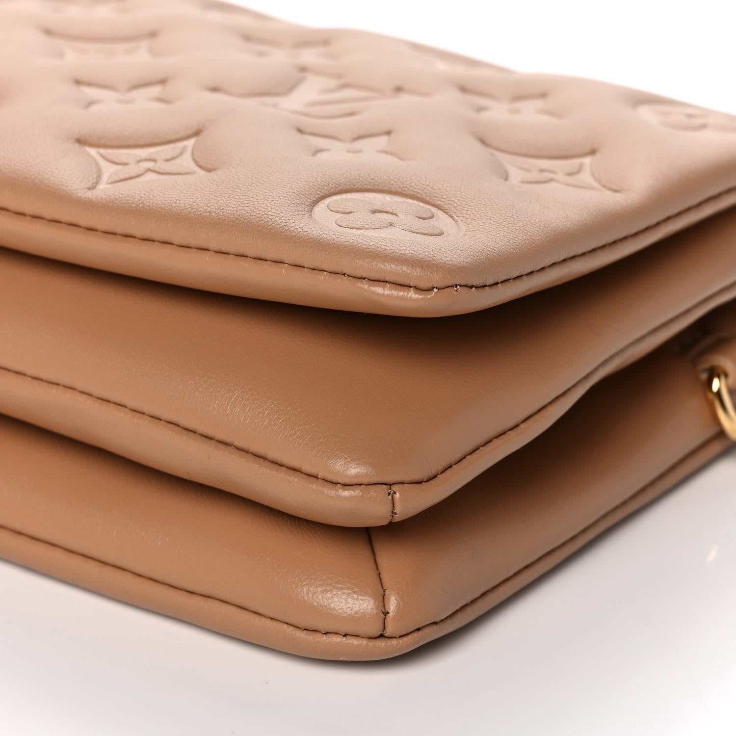 Louis Vuitton Lambskin Embossed Monogram Pochette Coussin Camel 9 of 10