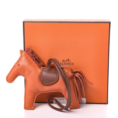 Hermes Milo Lambskin Grigri Rodeo Horse Bag Charm MM Feu Cornaline Fauve 4 of 4
