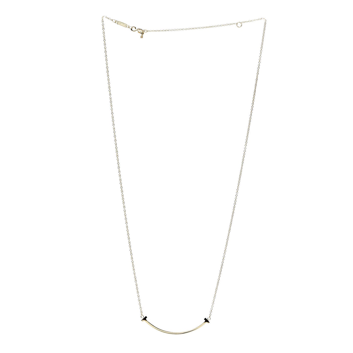 18K Yellow Gold Small T Smile Pendant Necklace